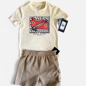 Converse Cream and Olive Green Boys 2-Piece Set (4T)